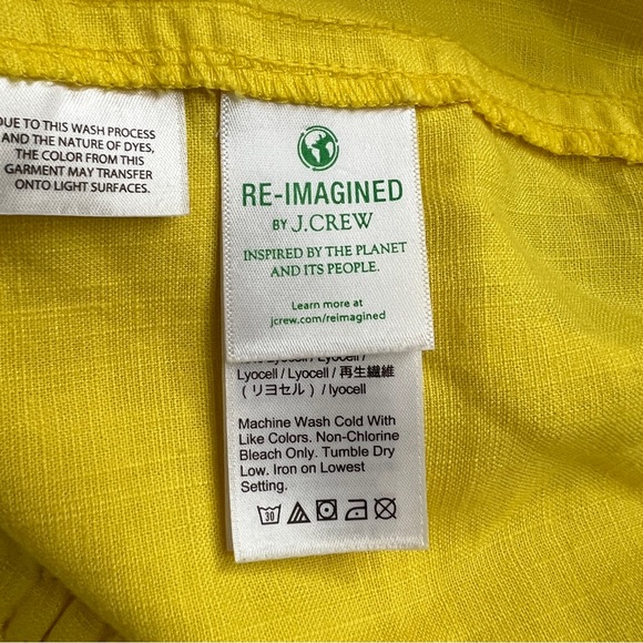 J. CREW Re-Imagined Linen Blend Shorts Bright Yellow Drawstring S - Picture 3 of 4